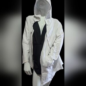 XCVI White Hooded Swim Coverup Zipper Hoodie With Pockets